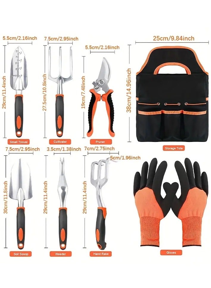 HOME TASTE 8-Piece Garden Tools Set with Tote Bag – Rust-Resistant Aluminum Gardening Kit with Pruner, Gloves, Trowels, Rake & More – Ergonomic Non-Slip Handles – Ideal Gift for Men & Women Gardeners  - Image 2