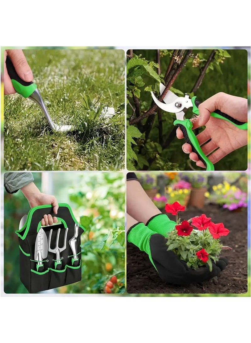 HOME TASTE 8-Piece Garden Tools Set with Tote Bag – Rust-Resistant Aluminum Gardening Kit with Pruner, Gloves, Trowels, Rake & More – Ergonomic Non-Slip Handles – Ideal Gift for Men & Women Gardeners  - Image 3