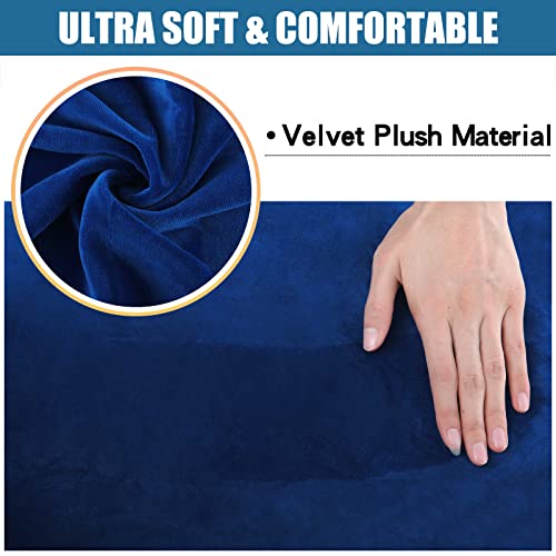 Smiry Velvet Seat Covers for Dining Room Chair Set of 4 Stretch Fit Removable Washable Chair Seat Cushion Protector Slipcovers with Ties Federal Blue - Image 3