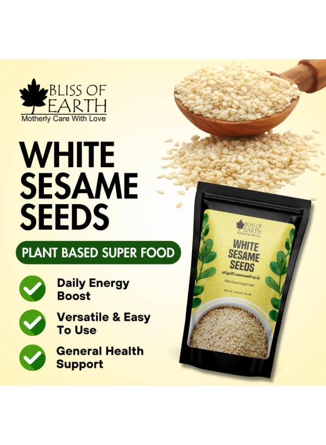 BLISS OF EARTH White Sesame Seeds 200g For Eating & Baking, Sesame Dressing, Cooking Raw Til Seeds, Hydrates & Nourishes and Adds Shine and Luster (Pack of 3)  - Image 2