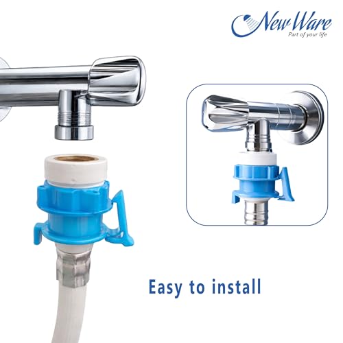 New Ware® Universal Washing Machine Tap Adapter Connect for Inlet Hose Pipe - Easy Installation, Leak-Proof Blue Tap Connector for Most Standard Taps and Faucets (Pack of 2) - Image 4