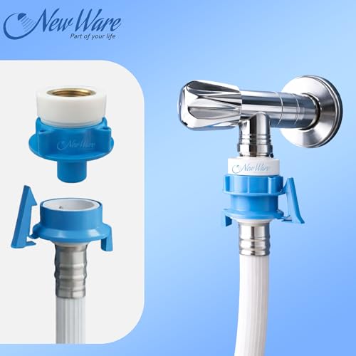 New Ware® Universal Washing Machine Tap Adapter Connect for Inlet Hose Pipe - Easy Installation, Leak-Proof Blue Tap Connector for Most Standard Taps and Faucets (Pack of 2) - Image 3