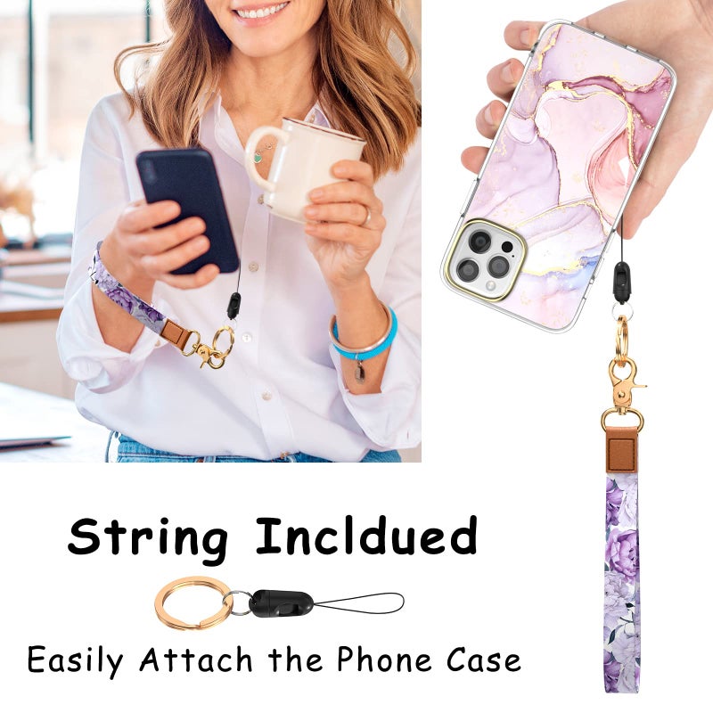 Hsxnam Wrist Lanyard Key Chain, Cute Wristlet Strap Keychain Holder for Women Men Keys ID Badges Phone Airpods, Purple Flower - Image 4