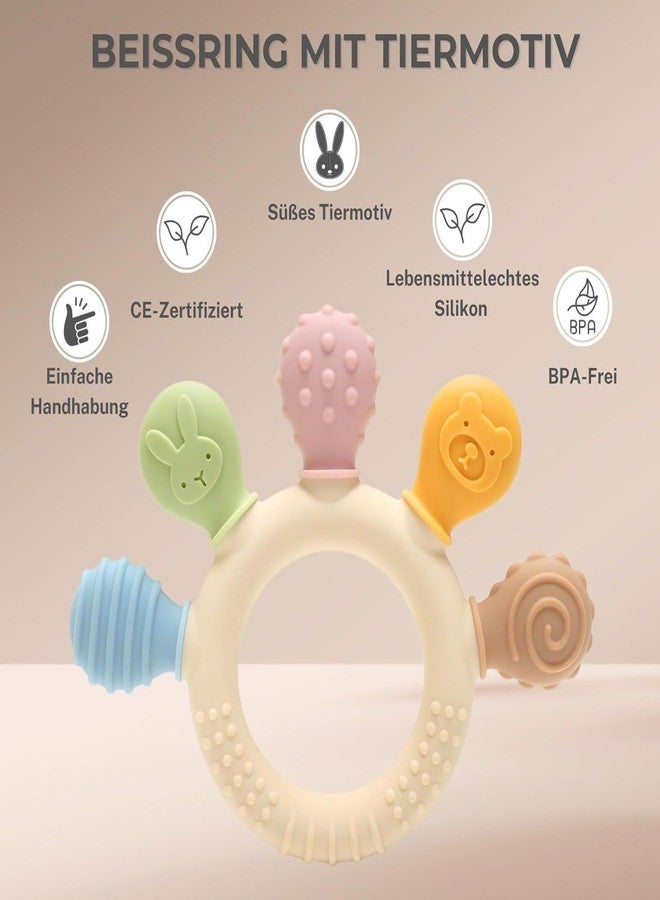 ACUDY Baby Teething Toy Ring - BPA-Free Food Grade Silicone Teether with Multiple Textures & Shapes | Safe Chew Toy for Infants & Toddlers | Pain Relief for Teething Gums | Easy to Hold Baby Teether (Multicolor) - Image 3