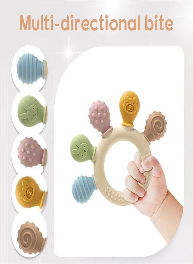 ACUDY Baby Teething Toy Ring - BPA-Free Food Grade Silicone Teether with Multiple Textures & Shapes | Safe Chew Toy for Infants & Toddlers | Pain Relief for Teething Gums | Easy to Hold Baby Teether (Multicolor) - Image 2