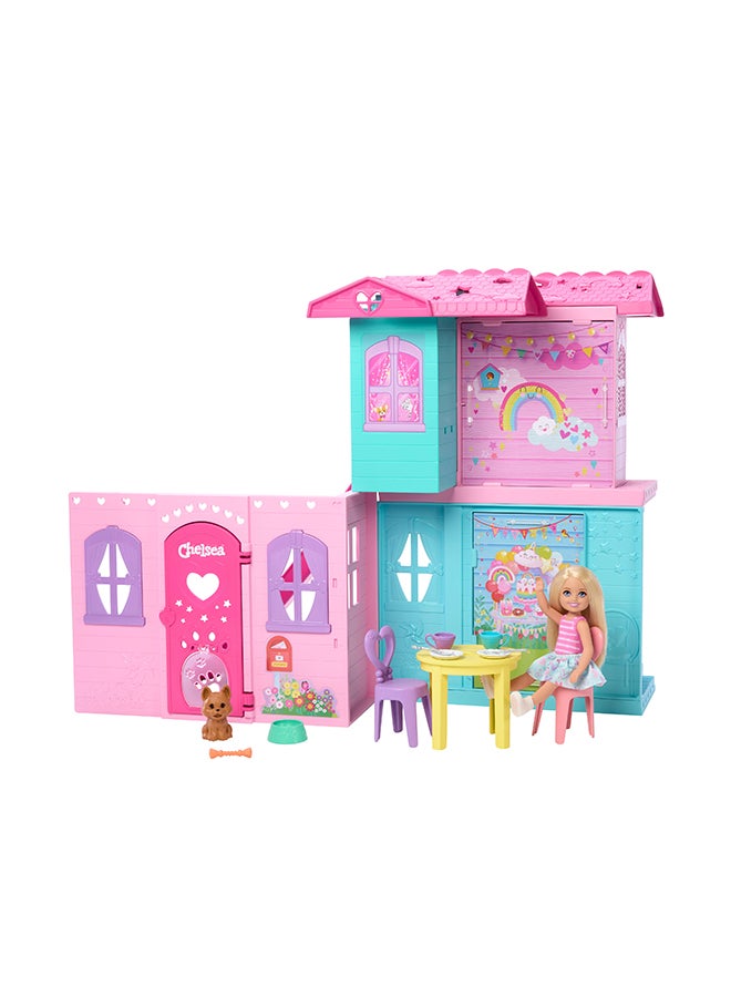 Barbie Chelsea Toy Dollhouse With 15+ Accessories, Pop-Up House Expands To 17+ X 13+ Inches With 5 Play Areas & Slide, Includes Small Doll & Pet Dog - Image 5