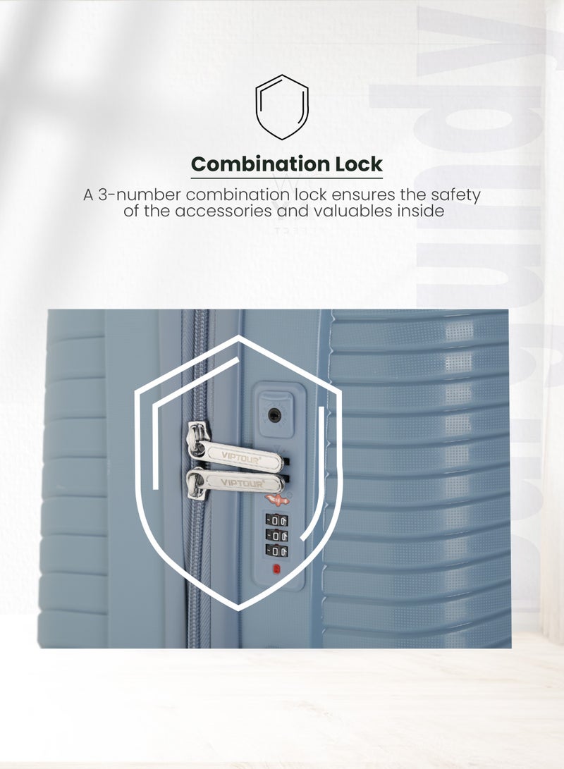 فيبتور طقم حقائب سفر بعجلات 3 قطع PP حقيبة جانبية صلبة بعجلات دوارة 360 درجة مع قفل TSA - Image 5