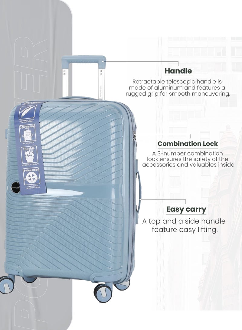 فيبتور طقم حقائب سفر بعجلات 3 قطع PP حقيبة جانبية صلبة بعجلات دوارة 360 درجة مع قفل TSA - Image 4