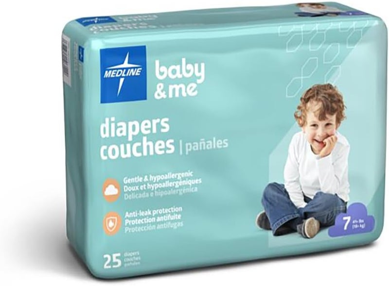 Medline Disposable Baby Diapers Size 7 41 LBS Case of 200 - Image 3