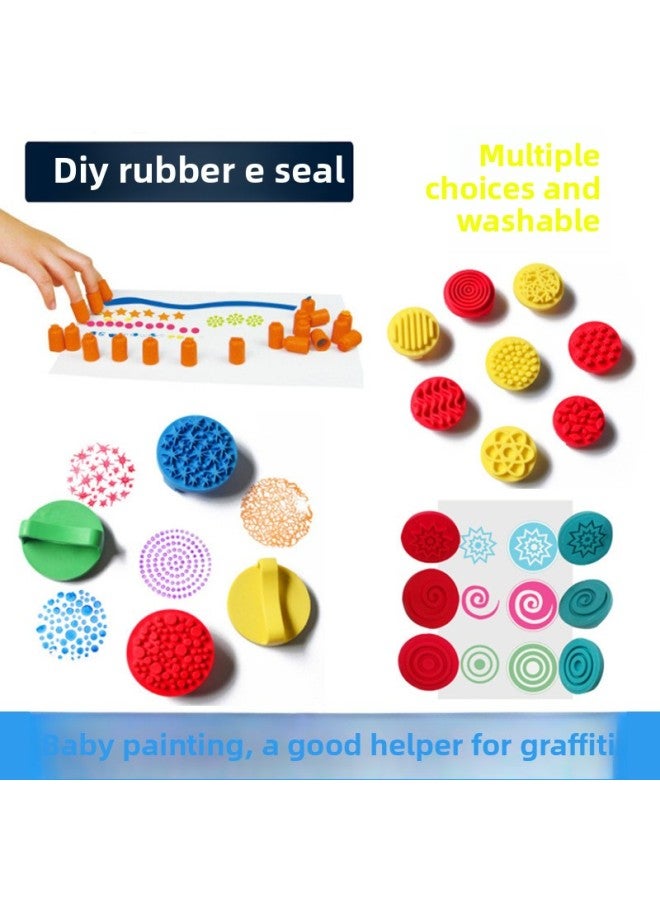 Toddler Meilao DIY Handmade Painting Pigment Clay Making Material Tool Graffiti Rubber Animal Pattern Seal-Color:Small Rubber Finger Stamp (8/set) - Image 2