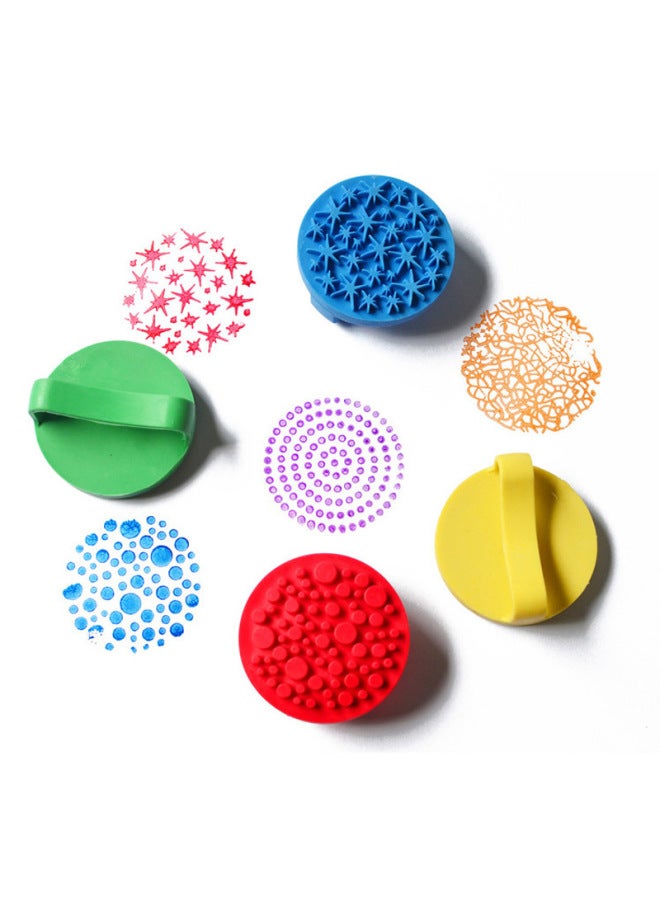 Toddler Meilao DIY Handmade Painting Pigment Clay Making Material Tool Graffiti Rubber Animal Pattern Seal-Color:Small Rubber Finger Stamp (8/set) - Image 3