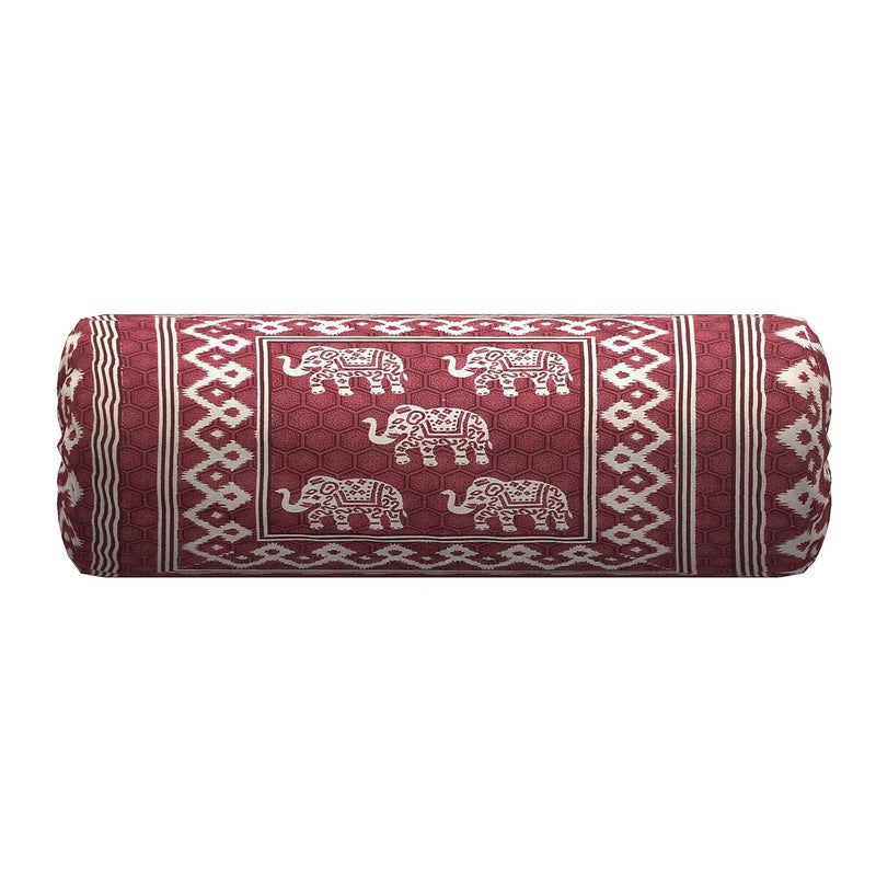 AMLEXTTRIZ Elephant Print Bolster Cover 100 Cotton Set of 2 Round Decorative Pillow Cover for Diwan Bed Side Long Pillow Case Masand Pillowcases 16x32 Inch Pink - Image 3