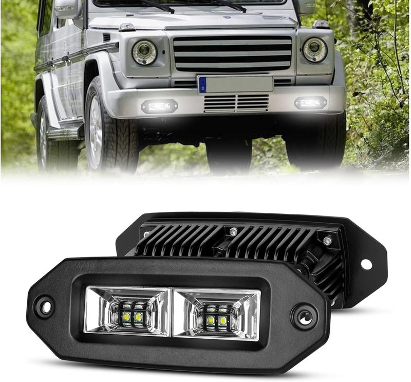 AAIWA 40W Flush Mount LED Light Bar - 2PCS Off Road Backup Driving Lights for Jeep, ATV, UTV, SUV, Truck, Boat - Image 1