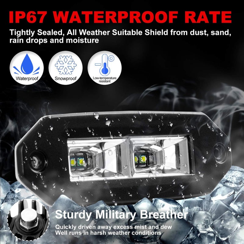 AAIWA 40W Flush Mount LED Light Bar - 2PCS Off Road Backup Driving Lights for Jeep, ATV, UTV, SUV, Truck, Boat - Image 5