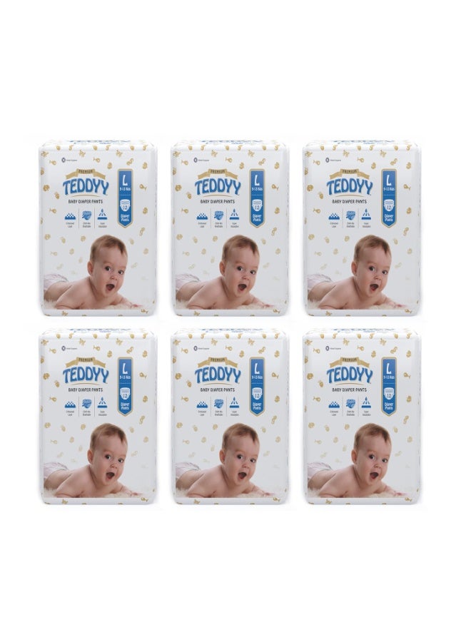 TEDDYY Baby Premium Diapers Pants Large 12 Count,Pack of 6, 9-14 kgs, Long Lasting Absorption, Anti - Bacterial - Image 1