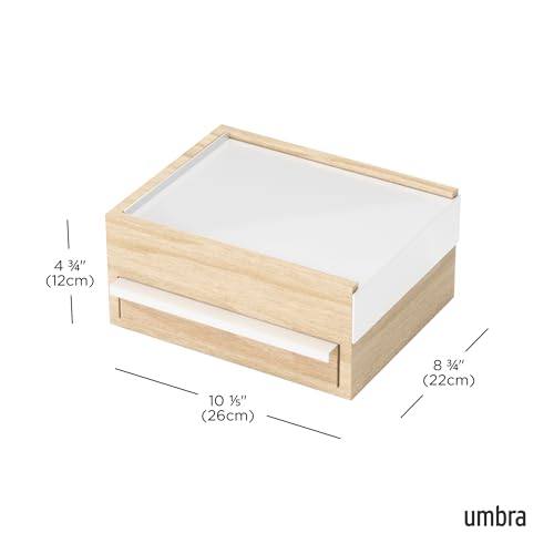 Umbra Stowit Jewelry Box - Modern Keepsake Storage Organizer with Hidden Compartment Drawers for Ring, Bracelet, Watch, Necklace, Earrings, and Accessories, White/Natural - Image 3