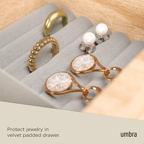 Umbra Stowit Jewelry Box - Modern Keepsake Storage Organizer with Hidden Compartment Drawers for Ring, Bracelet, Watch, Necklace, Earrings, and Accessories, White/Natural - Image 5