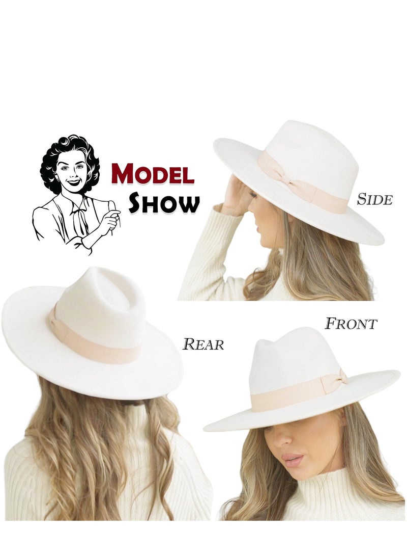 Barakah Big Wide Brim Fedora Hat Outfits Western Felt Panama Rancher Suede Bowler Cap for Women Men Sun Wool - Image 3