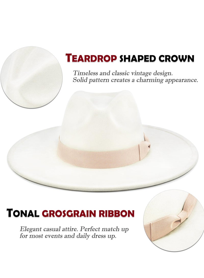 Barakah Big Wide Brim Fedora Hat Outfits Western Felt Panama Rancher Suede Bowler Cap for Women Men Sun Wool - Image 2