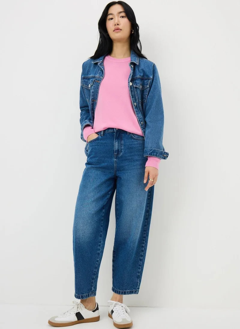 ماتلان كنزة وردية ناعمة بياقة دائرية