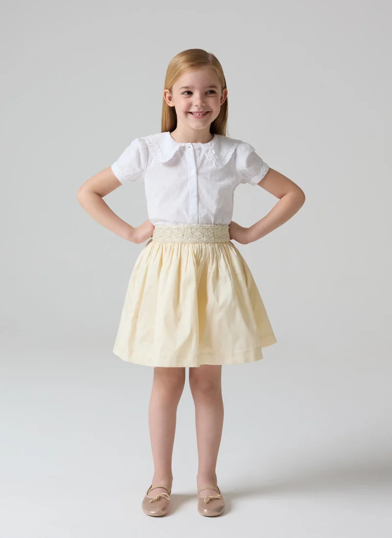 او في اس Taffeta skirt with lurex embroidery