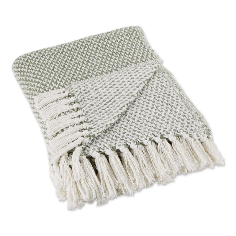 DII Woven Throw Collection 100% Cotton, Basketweave, 50x60, Artichoke Green - Image 1