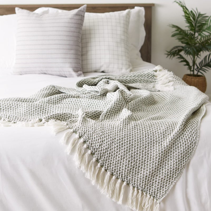 DII Woven Throw Collection 100% Cotton, Basketweave, 50x60, Artichoke Green - Image 5