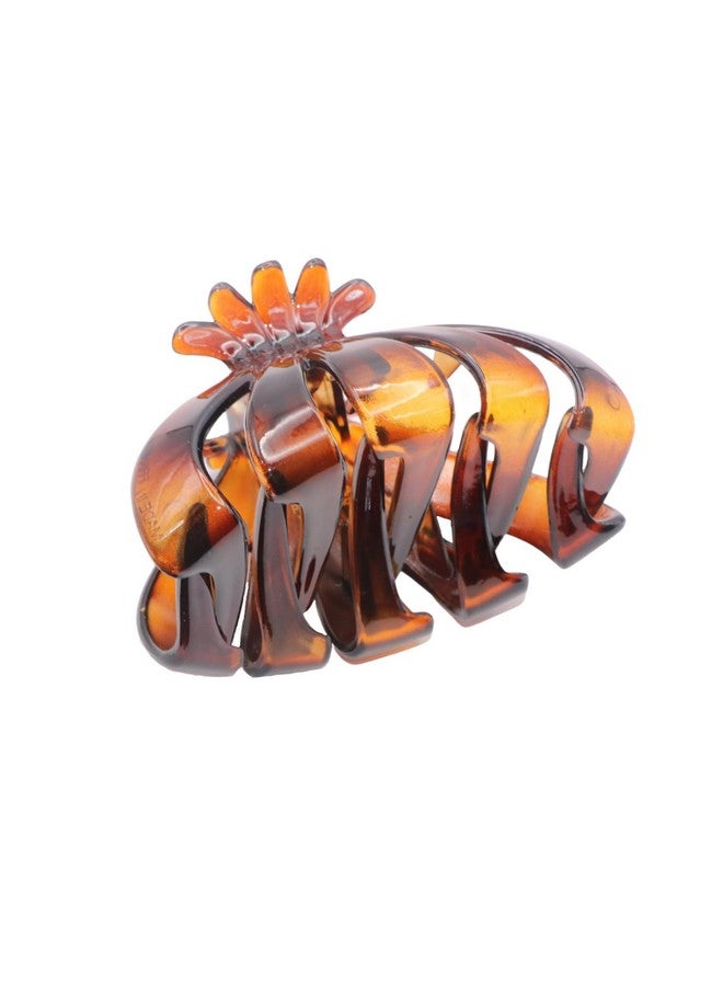 Parcelona French Fleur Medium 3.25" Wide Tortoise Shell Celluloid French Hair Claw Clips Jaw Fashion Durable And Styling Hair Accessories For Women Strong Hold No Slip Grip Made In France - Image 1