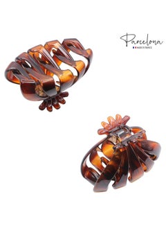 Parcelona French Fleur Medium 3.25" Wide Tortoise Shell Celluloid French Hair Claw Clips Jaw Fashion Durable And Styling Hair Accessories For Women Strong Hold No Slip Grip Made In France  - Image 4