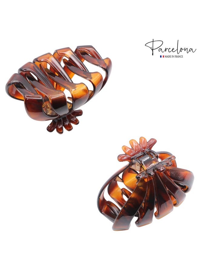 Parcelona French Fleur Medium 3.25" Wide Tortoise Shell Celluloid French Hair Claw Clips Jaw Fashion Durable And Styling Hair Accessories For Women Strong Hold No Slip Grip Made In France - Image 4