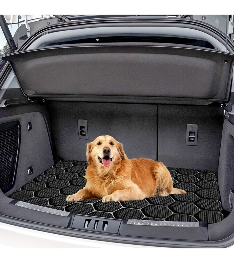 1pc Hexagonal Car Trunk Mat Holiday Edition Black Large Durable Floor Liner Safe Practical For Daily Travel Lifting Secure Cargo Storage Vehicle Interior Accessory - Image 5
