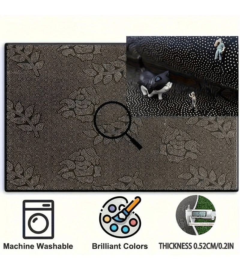 1pc Hexagonal Car Trunk Mat Holiday Edition Black Large Durable Floor Liner Safe Practical For Daily Travel Lifting Secure Cargo Storage Vehicle Interior Accessory - Image 4