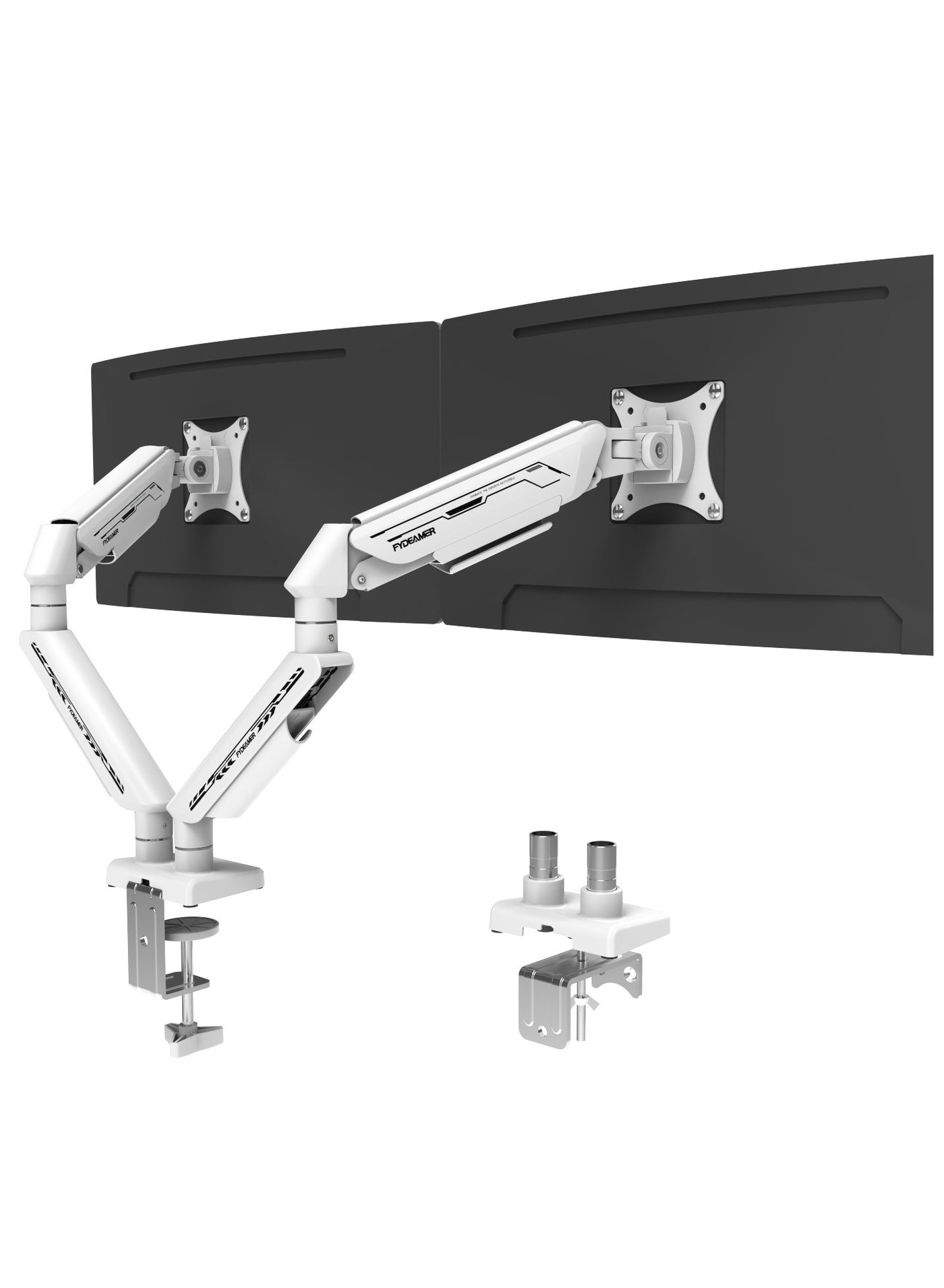 Fydeamer PC Monitor Arm Gaming Monitor Arm 17-35 inches LCD Display Arm Gas Spring VESA 75X75/100X100 Multi Angle Adjustment 11KG/24LBS Load Capacity Dual Arm Black