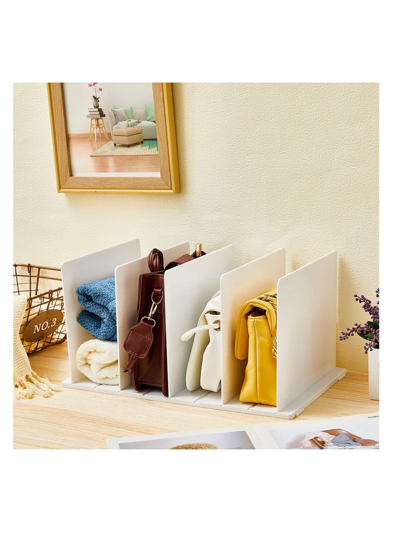 Excefore White Plastic Purse Handbag Organizer, for Closet Shelf Adjustable Handbag Storage Organizer, Cabinet and Bookshelf Organizer for Shirt, Sweater and Books, Detachable & Space Saving (2 Sets)  - Image 2