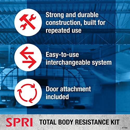 SPRI Resistance Band Kit - Resistance Training Interchangeable Tubes for Full Body Toning - Includes 5 Exercise Bands, Ankle/Wrist Strap with Padded Handles, Door Anchor, Exercise Guide, Carry Bag - Image 5
