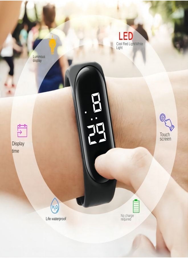 دي تي جي بي - ساعة أطفال إلكترونية LED كرتونية من المضيئة باللمس، مقاومة للماء، اللون أسود، قطعة واحدة - Image 1