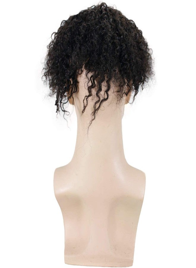 Voloria Toupee for Man Europen Human Hair Replacement Systems Men Hairpiece Mono Lace with PU Around Curly Wig (Natural Black Color, 10"x8"). - Image 4