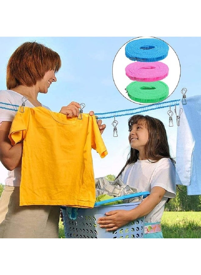 Windproof Clothesline - Non-Slip Nylon Clothesline, Portable Clothes Drying Rope for Laundry and Travel - Adjustable for Outdoor Camping (Multicolor) - Image 3