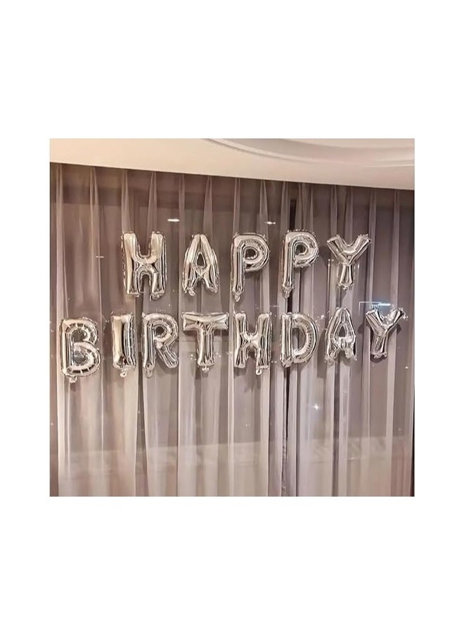 بارتي فن بالونات رسالة احباط عيد ميلاد سعيد زخرفة حفلة رقائق الألومنيوم بالونات 40 سم فضي - Image 3