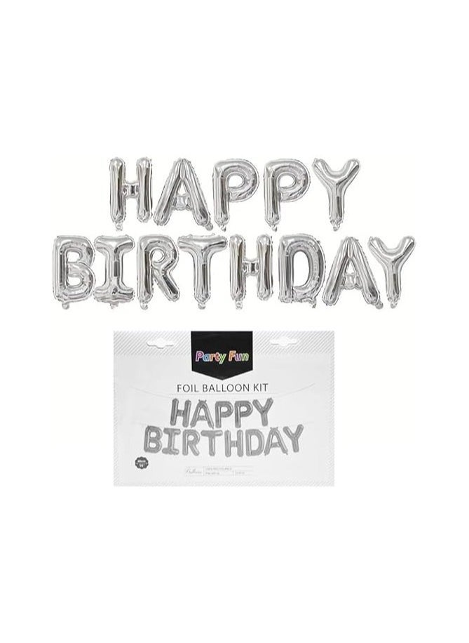 بارتي فن بالونات رسالة احباط عيد ميلاد سعيد زخرفة حفلة رقائق الألومنيوم بالونات 40 سم فضي - Image 2