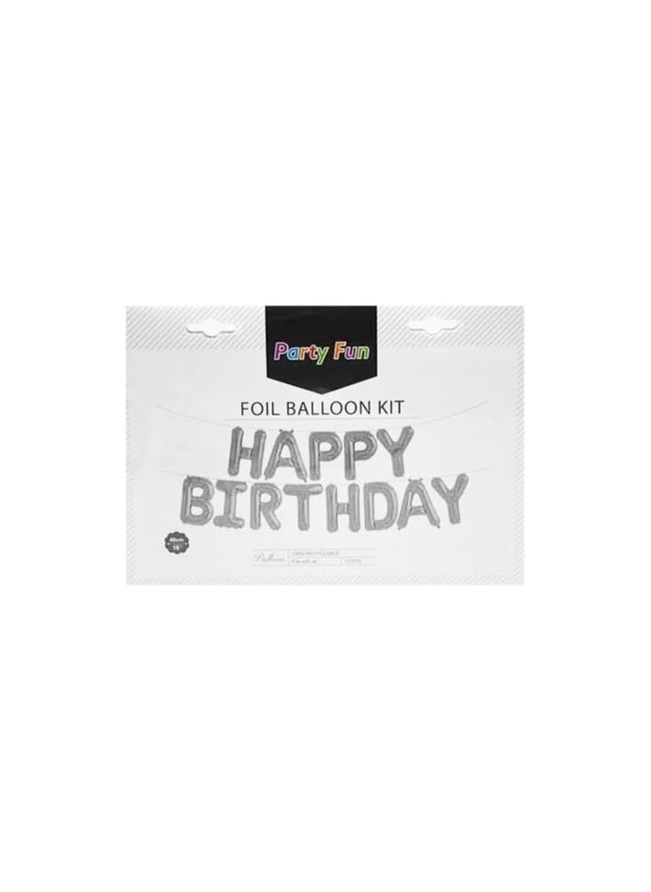 بارتي فن بالونات رسالة احباط عيد ميلاد سعيد زخرفة حفلة رقائق الألومنيوم بالونات 40 سم فضي - Image 1