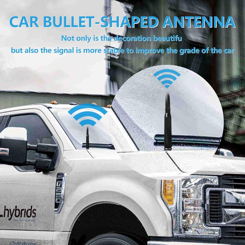 Turcee Car Bullet Antenna,Truck Exterior Decoration Accessories Car Vehicle Replacement Antenna Conpatible with Ford F150 F250 F350RAM 1500 2500 3500 Heavy Duty Pickup Trucks Accessories (Black) - Image 4