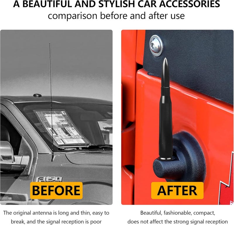 Turcee Car Bullet Antenna,Truck Exterior Decoration Accessories Car Vehicle Replacement Antenna Conpatible with Ford F150 F250 F350RAM 1500 2500 3500 Heavy Duty Pickup Trucks Accessories (Black) - Image 5