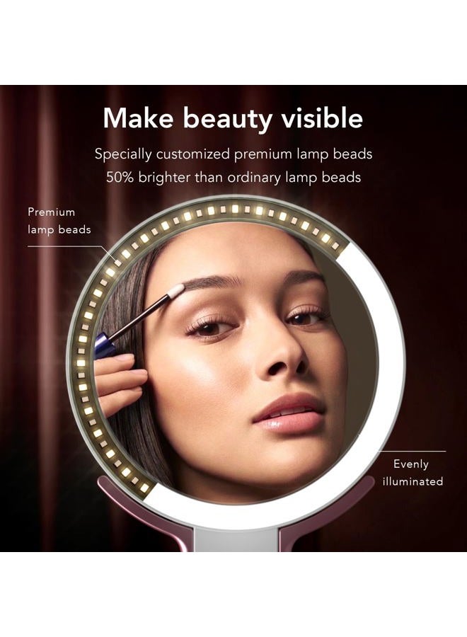 LitBear Travel Makeup Mirror With Lights, Rechargeable Double Sided 10X/1X Magnifying, Portable Lighted Beauty, 3 Color Lighting, Dimmable Touch Screen, Tabletop Handhold Hanging (White) - Image 2