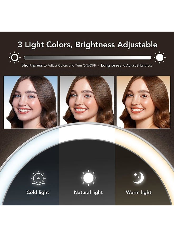 LitBear Travel Makeup Mirror With Lights, Rechargeable Double Sided 10X/1X Magnifying, Portable Lighted Beauty, 3 Color Lighting, Dimmable Touch Screen, Tabletop Handhold Hanging (White) - Image 4
