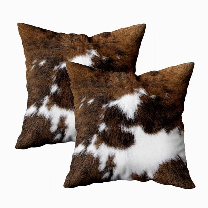 2 Packs Hidden Zippered Pillowcase Christmas Cowhide Accent Printing 16X16InchDecorative Throw Custom Cotton Pillow Case Cushion Cover for Home