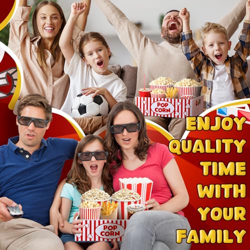 GlikCeil Movie Night Supplies Snack Trays with Handles Reusable Wooden Movie Gift Basket for Theater Popcorn Bucket Bowl Box Container Family Room Christmas Decor(Striped) - Image 5