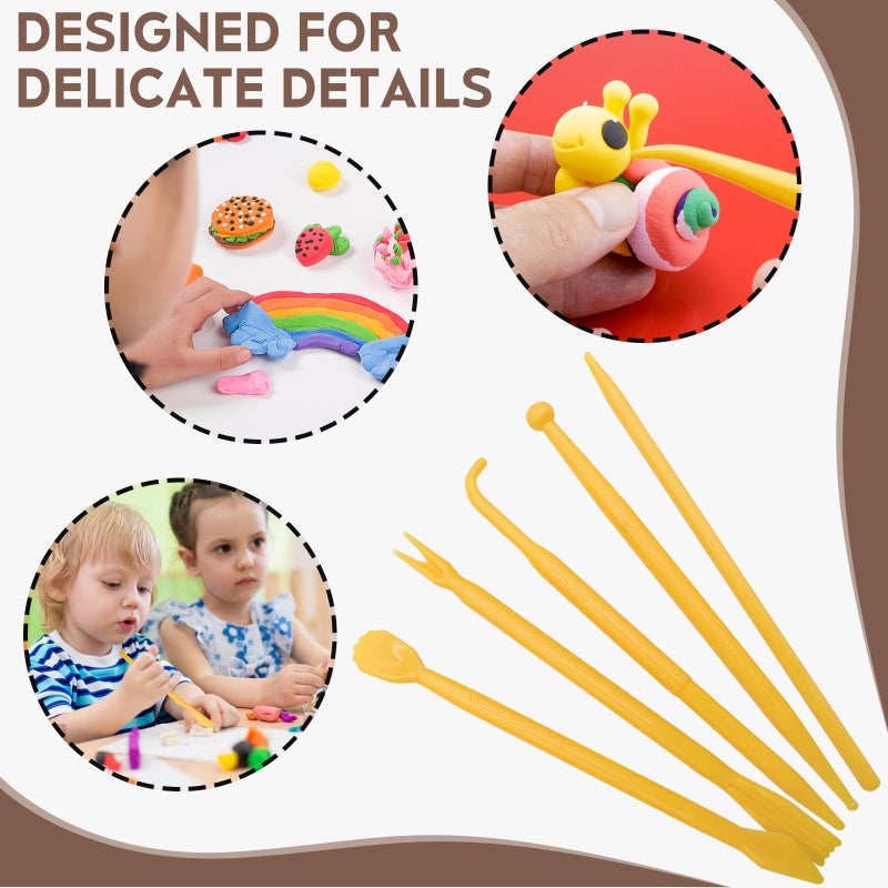 FJCTER Clay Tools, 18pcs DIY Plastic Pottery Tool Kit for Polymer, Modeling, Air Dry Clay, Sculpting Tools Dotting Ball Stylus Pen for Embossing, Fondant, Crafts, Styling, for Kids and Beginners - Image 4