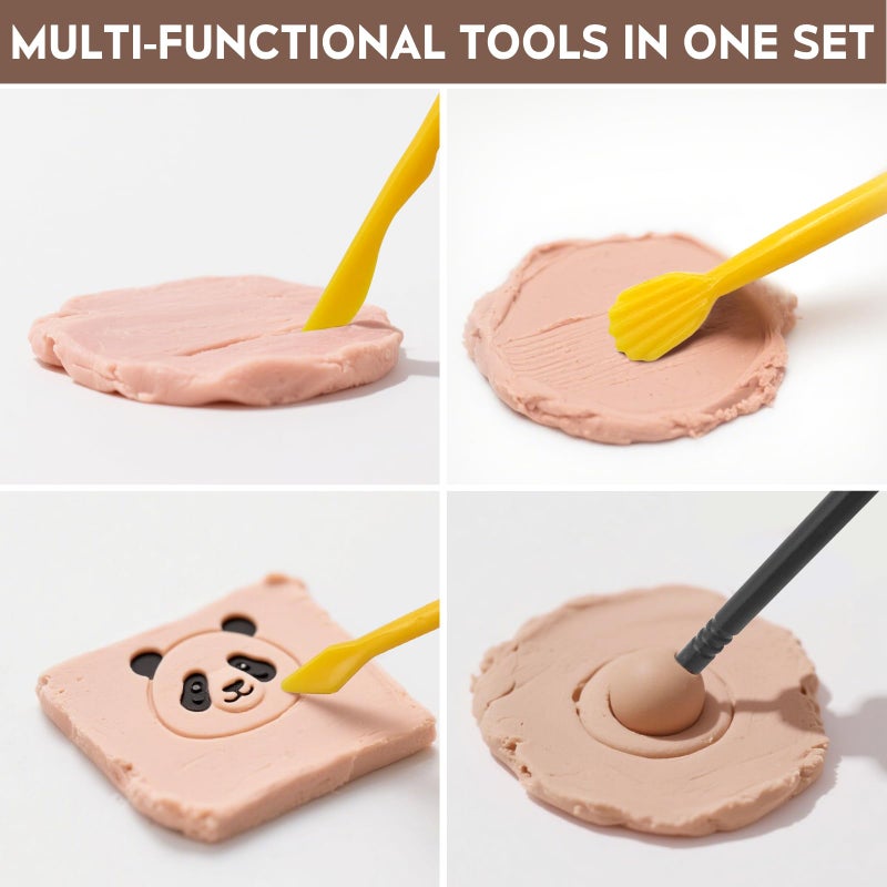 FJCTER Clay Tools, 18pcs DIY Plastic Pottery Tool Kit for Polymer, Modeling, Air Dry Clay, Sculpting Tools Dotting Ball Stylus Pen for Embossing, Fondant, Crafts, Styling, for Kids and Beginners - Image 5