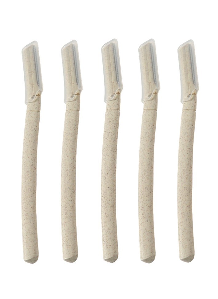 Elaimei 5 Pcs Wheat Straw Eyebrow Trimmer and Facial Hair Removal Razor，Eyebrow Razor scraper Dermaplaning Face Exfoliating Tool for Men and Women  - Image 1